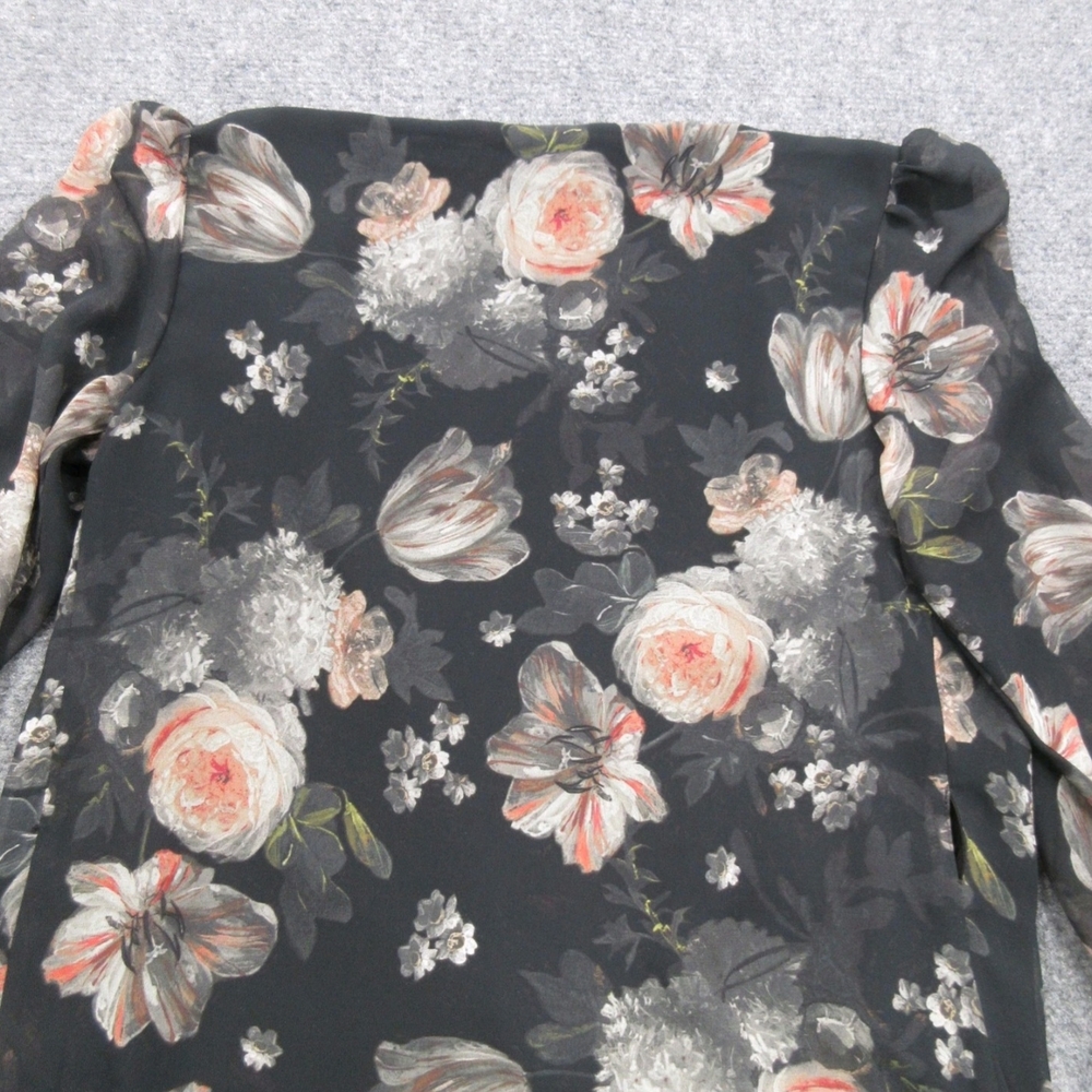 All Saints Black Floral Dress with Pink and Cream Accents